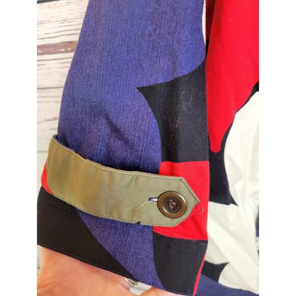 Multiples Red Floral Zip Front Relaxed Long Sleeve Jacket Women's Size Medium - Picture 7 of 12